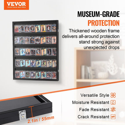 35 Graded Sports Card Display Case, 617 x 775 x 55 mm, Baseball Card Display Frame with 98% UV Protection Clear View PC Glass, Lockable Wall Cabinet for Football Basketball Hockey Trading Card.