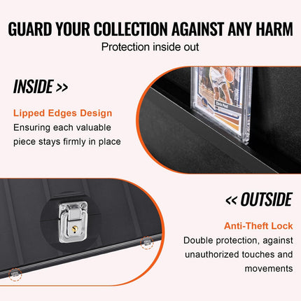 35 Graded Sports Card Display Case, 617 x 775 x 55 mm, Baseball Card Display Frame with 98% UV Protection Clear View PC Glass, Lockable Wall Cabinet for Football Basketball Hockey Trading Card.