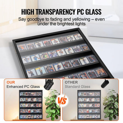 35 Graded Sports Card Display Case, 617 x 775 x 55 mm, Baseball Card Display Frame with 98% UV Protection Clear View PC Glass, Lockable Wall Cabinet for Football Basketball Hockey Trading Card.