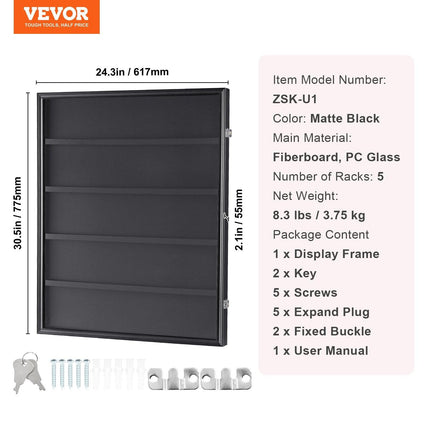 35 Graded Sports Card Display Case, 617 x 775 x 55 mm, Baseball Card Display Frame with 98% UV Protection Clear View PC Glass, Lockable Wall Cabinet for Football Basketball Hockey Trading Card.