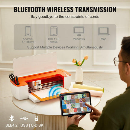 Vinyl Cutter Machine, Bluetooth Connectivity DIY Cutting Machine, Compatible with iOS, Android, Windows and Mac, Massive Designs Included, for Creating Customized Cards, Home Decor.