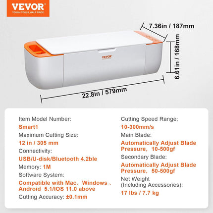 Vinyl Cutter Machine, Bluetooth Connectivity DIY Cutting Machine, Compatible with iOS, Android, Windows and Mac, Massive Designs Included, for Creating Customized Cards, Home Decor.