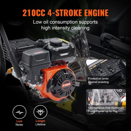 VEVOR Gas Pressure Washer Gas Powered Washer 3400 PSI 2.6 GPM 210cc 5 Nozzles.