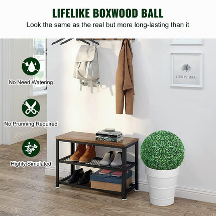 Artificial Topiaries Boxwood Trees, (2 Pieces), Ball-Shape Faux Topiaries Plant, All-year Green Feaux Plant Decorative Balls for Backyard, Balcony,Garden, Wedding and Home.