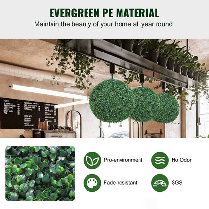 Artificial Topiaries Boxwood Trees, (2 Pieces), Ball-Shape Faux Topiaries Plant, All-year Green Feaux Plant Decorative Balls for Backyard, Balcony,Garden, Wedding and Home.