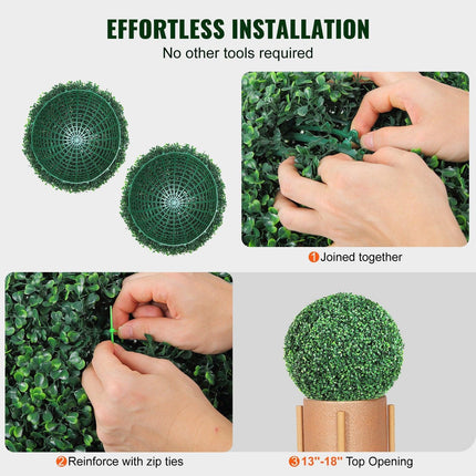 Artificial Topiaries Boxwood Trees, (2 Pieces), Ball-Shape Faux Topiaries Plant, All-year Green Feaux Plant Decorative Balls for Backyard, Balcony,Garden, Wedding and Home.