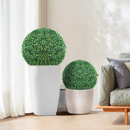 Artificial Topiaries Boxwood Trees, (2 Pieces), Ball-Shape Faux Topiaries Plant, All-year Green Feaux Plant Decorative Balls for Backyard, Balcony,Garden, Wedding and Home.