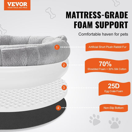 Human Dog Bed 1720x890x250 mm Human Size Dog Bed Washable Faux Rabbit Fur.