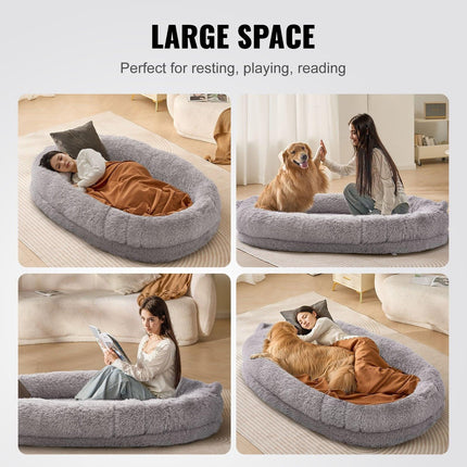 Human Dog Bed 1820x1220x250 mm Human Size Dog Bean Bed Washable PV Velvet.