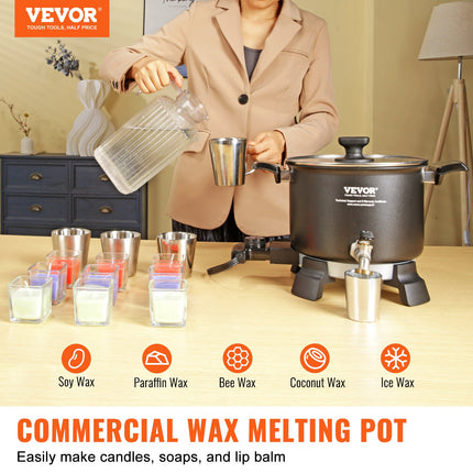 Wax Melter for Candle Making, 5 Liter Large Electric Wax Melting Pot Easy Pour Spout, 4-level Temperature Control, Easy Clean for Candle Soap Cream Beauty Bulk Production Business or Home.