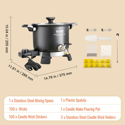 Wax Melter for Candle Making, 5 Liter Large Electric Wax Melting Pot Easy Pour Spout, 4-level Temperature Control, Easy Clean for Candle Soap Cream Beauty Bulk Production Business or Home.