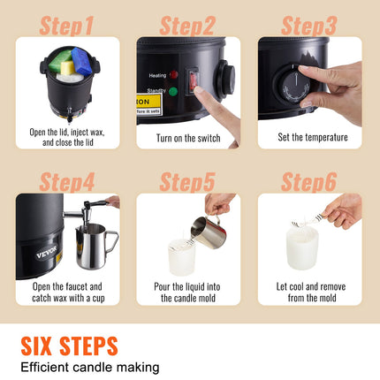Wax Melter for Candle Making 6.5Liter Electric Pot Commercial or Home Use.