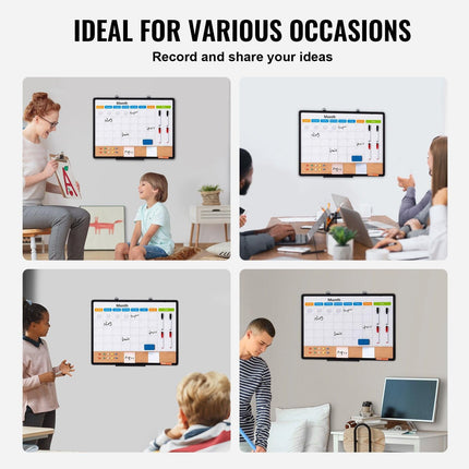 24"x 18" Monthly Calendar Whiteboard & Cork Board Combo with Aluminum Frame – 2-in-1 Magnetic Dry Erase Bulletin Board for Wall Mount – Ideal for School, Home, Office.