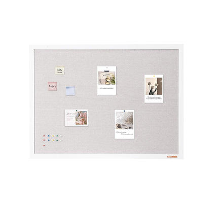 48"x36" White Cork Board with Linen Surface – Stylish Wall-Mounted Bulletin Board for Home, School, Office – Elegant & Functional Noticeboard.