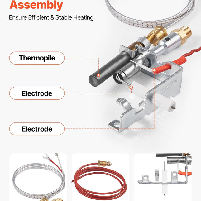 Gas Pilot Assembly, OE 14D0477, LPG8404, SRV14D0477 Fireplace Gas Pilot Assembly Kit, LPG Ignition Replacement, Compatible with Lexington Forge, Majestic, Martin, Monessen Models.
