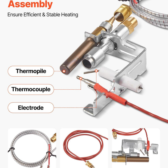 Gas Pilot Assembly, OE 103779-01, PP231, NG8218 Fireplace Natural Gas Ignition Replacement, Compatible with CIVF-25, CIVF-25CF, VFH-33M, VFH-33R, VFH-33T, VFHS-20R, VFSR-16, VFSR-18 Models.