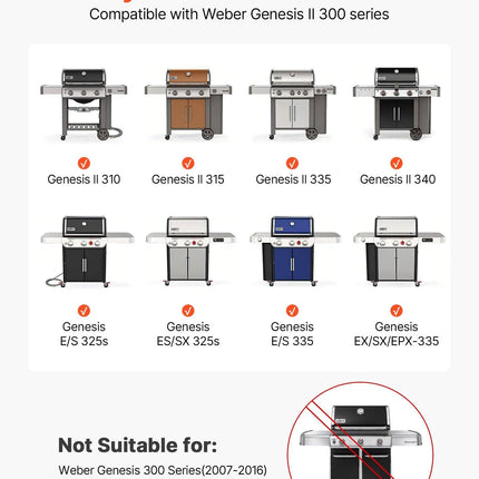 Flavorizer Bars, 44cm Grill Replacement Part, for Weber Genesis ll 310 315 335 340, E/S 325s, ES/SX 325s, E/S 335, EX/SX/EPX-335 Grills, Porcelain-enameled Steel Thicker Heat Plate, 5 Pack.