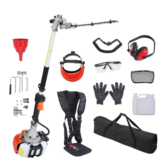 15.7-inch 26CC 2 Cycle Gas Hedge Trimmer, Gas Powered Pole Hedge Trimmer with Dual Sided Dual Action Blade, Adjustable Trimmer Head, Suitable for Trimming Shrubs, Bushes.
