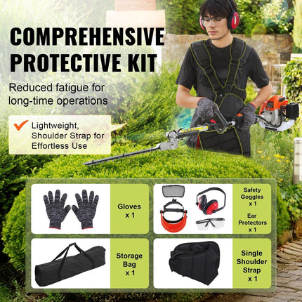 15.7-inch 26CC 2 Cycle Gas Hedge Trimmer, Gas Powered Pole Hedge Trimmer with Dual Sided Dual Action Blade, Adjustable Trimmer Head, Suitable for Trimming Shrubs, Bushes.
