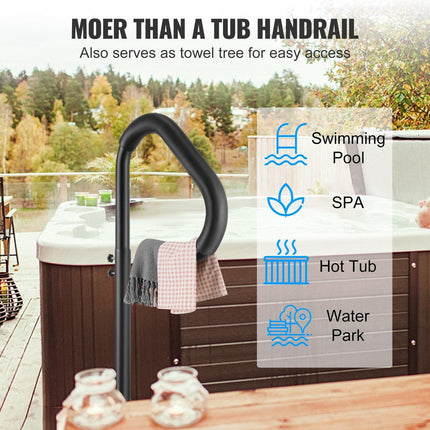 Hot Tub Handrail, 360 Rotatable Spa Side Handrail with 35"-57" Adjustable Height, Rust-proof Aluminum Spa Step Hot Tub Hand Rail with Slide-Under Mount Base for Indoor & Outdoor, 600LBS Capacity.