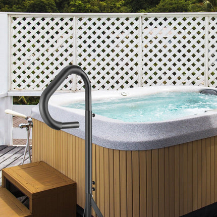 Hot Tub Handrail, 360 Rotatable Spa Side Handrail with 48"-63" Adjustable Height, Rust-proof Aluminum Spa Step Hot Tub Hand Rail with Slide-Under Mount Base for Indoor & Outdoor, 600LBS Capacity.