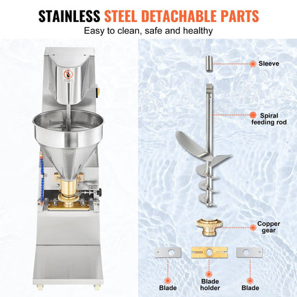Commercial Meatball Forming Machine, 280 PCs/min Automatic Meatball Maker, 1100W Electric Fish Beef Pork Shrimp Ball Making Tool, Stainless Steel Meatball Former with 18/20/22/26/30/32 mm Models.