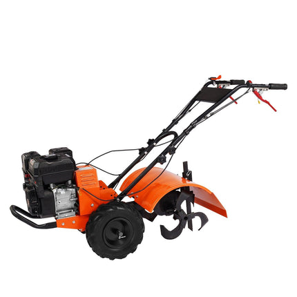 Tiller Cultivator Gas Powered, 212CC 4-Stroke Garden Cultivator, Tiller with 4 Steel Adjustable Rear Tines for Lawn, Garden and Field Soil Cultivation.