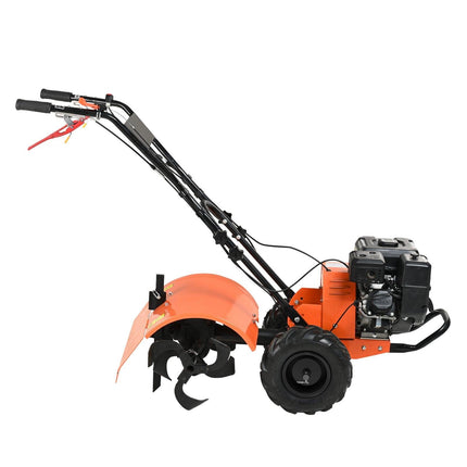 Tiller Cultivator Gas Powered, 212CC 4-Stroke Garden Cultivator, Tiller with 4 Steel Adjustable Rear Tines for Lawn, Garden and Field Soil Cultivation.