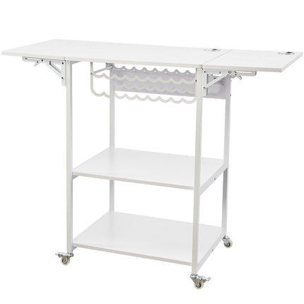 Heat Press Table 3Tier Movable Heat Press Stand Foldable with Wheels White.