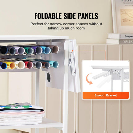 Heat Press Table 3Tier Movable Heat Press Stand Foldable with Wheels White.