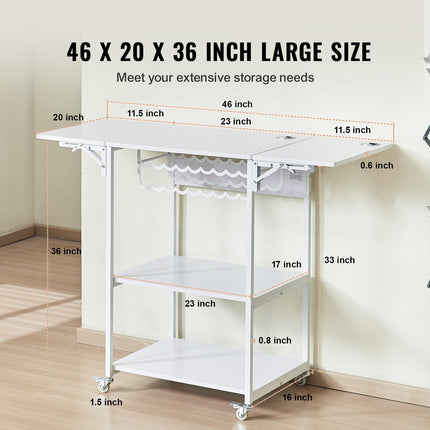 Heat Press Table 3Tier Movable Heat Press Stand Foldable with Wheels White.