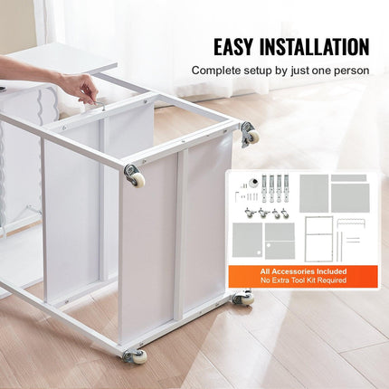 Heat Press Table 3Tier Movable Heat Press Stand Foldable with Wheels White.