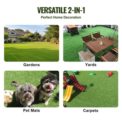 Artifical Grass, 6 x 10 ft Rug Green Turf, 1.38"Fake Door Mat Outdoor Patio Lawn Decoration, Easy to Clean with Drainage Holes, Perfect For Multi-Purpose Home Indoor Entryway Scraper Dog Mats.