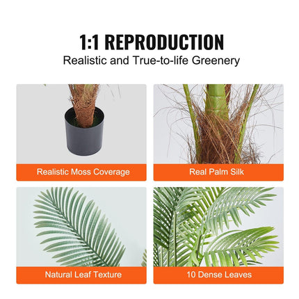 Artificial Palm Tree, 1219mm Tall Faux Plant, Secure PE Material & Anti-Tip Tilt Protection Low-Maintenance Plant, Lifelike Green Fake Tree for Home Office Warehouse Decor Indoor Outdoor.