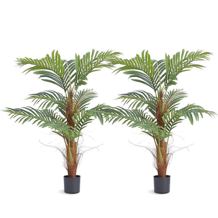 Artificial Palm Tree, 1219mm Tall Faux Plant, Secure PE Material & Anti-Tip Tilt Protection Low-Maintenance Plant, Lifelike Green Fake Tree for Home Office Warehouse Decor Indoor Outdoor.