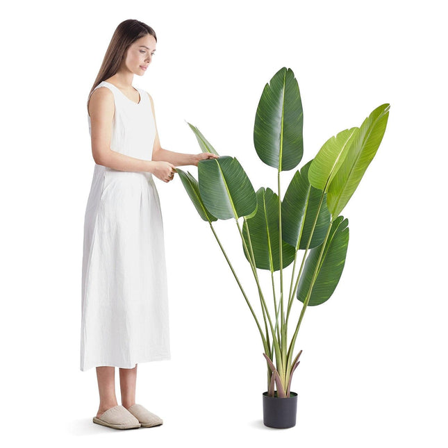 Artificial Birds Of Paradise Tree, 1.5m Tall Faux Plant, PE Material & Anti-Tip Tilt Protection Low-Maintenance Plant, Lifelike Green Fake Tree for Home Office Warehouse Decor Indoor Outdoor.