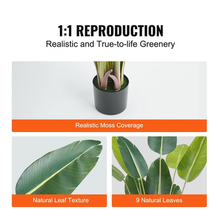 Artificial Birds Of Paradise Tree, 1.5m Tall Faux Plant, PE Material & Anti-Tip Tilt Protection Low-Maintenance Plant, Lifelike Green Fake Tree for Home Office Warehouse Decor Indoor Outdoor.