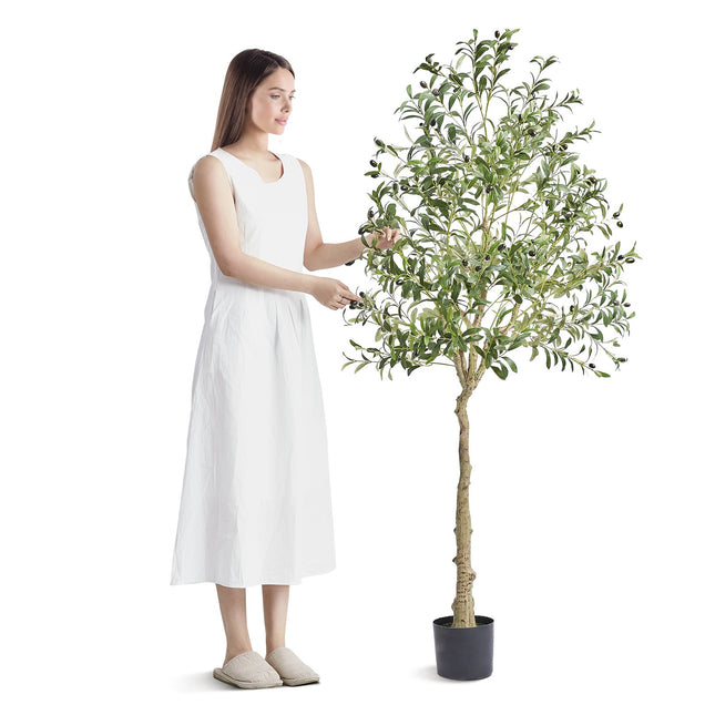 Artificial Olive Tree, 15.2cm Tall Faux Plant, Secure PE Material & Anti-Tip Tilt Protection Low-Maintenance Plant, Lifelike Green Fake Potted Tree for Home Office Warehouse Decor Indoor Outdoor.