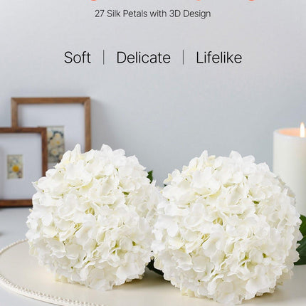 Artificial Flowers, 105 pcs Real Looking White Silk Fake Hydrangea Bulk, White Faux Bridal Shower with Stems for DIY Wedding Bouquets, Home Centerpieces Arrangements, Party Tables Decorations.