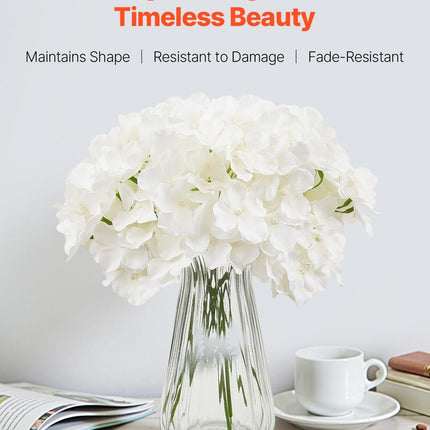 Artificial Flowers, 105 pcs Real Looking White Silk Fake Hydrangea Bulk, White Faux Bridal Shower with Stems for DIY Wedding Bouquets, Home Centerpieces Arrangements, Party Tables Decorations.