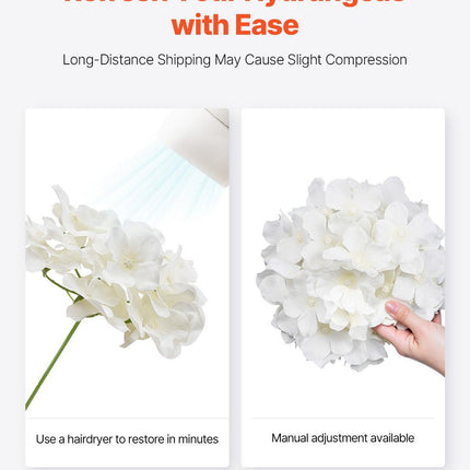 Artificial Flowers, 105 pcs Real Looking White Silk Fake Hydrangea Bulk, White Faux Bridal Shower with Stems for DIY Wedding Bouquets, Home Centerpieces Arrangements, Party Tables Decorations.