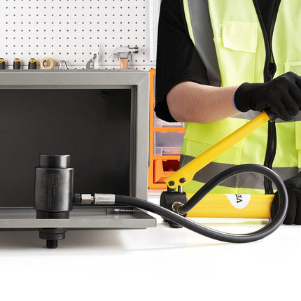 10 Ton Hydraulic Knockout Punch Kit, 1/2" to 2" Conduit Hole Cutter Set, KO Tool Kits with Puncher 6 Piece, Metal Sheet Driver Tools, For Aluminum, Brass, Stainless Steel, Fiberglass and Plastic.