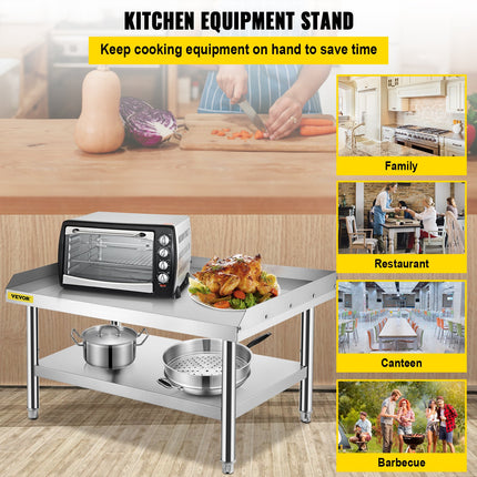 Stainless Steel Equipment Grill Stand, 122 x 76 x 61cm Stainless Table, Grill Stand Table with Adjustable Storage Undershelf, Equipment Stand Grill Table for Hotel, Home, Restaurant Kitchen.