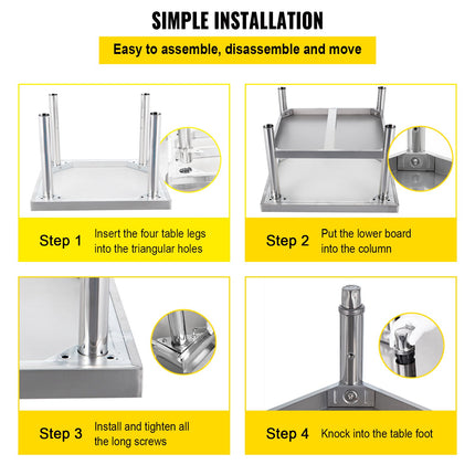 Stainless Steel Equipment Grill Stand, 122 x 76 x 61cm Stainless Table, Grill Stand Table with Adjustable Storage Undershelf, Equipment Stand Grill Table for Hotel, Home, Restaurant Kitchen.