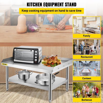 Stainless Steel Equipment Grill Stand, 152x76x61 cm Stainless Table, Grill Stand Table with Adjustable Storage Undershelf, Equipment Stand Grill Table for Hotel, Home, Restaurant Kitchen.