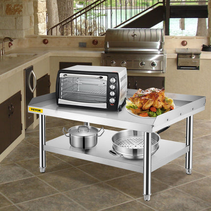 Stainless Steel Equipment Grill Stand, 152x76x61 cm Stainless Table, Grill Stand Table with Adjustable Storage Undershelf, Equipment Stand Grill Table for Hotel, Home, Restaurant Kitchen.