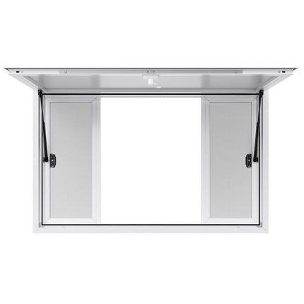 Concession Window 1346x838 mm, Aluminum Alloy Service Window for Food Truck, Up to 85 Degrees Stand Serving Window with 4 Sliding Windows, Awning Door, and Drag Hook, for Concession Trailers.