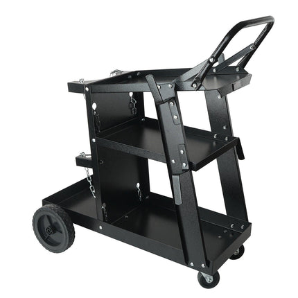 Welding Cart, 3-Tier Welder Cart Heavy Duty with 400 Lbs Weight Capacity, 360° Swivel Wheels, Tank Storage Safety Chains, Rolling MIG Welder Cart for TIG, ARC, MMA, Plasma Cutter Welding Machine.