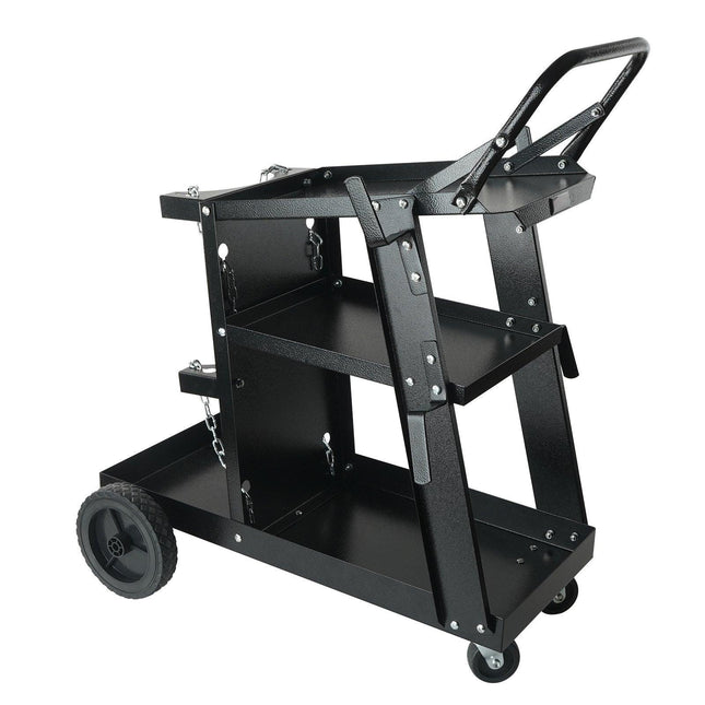 Welding Cart, 3-Tier Welder Cart Heavy Duty with 400 Lbs Weight Capacity, 360° Swivel Wheels, Tank Storage Safety Chains, Rolling MIG Welder Cart for TIG, ARC, MMA, Plasma Cutter Welding Machine.