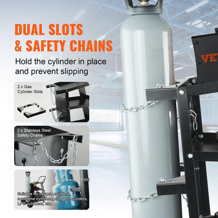 Welding Cart, 3-Tier Welder Cart Heavy Duty with 400 Lbs Weight Capacity, 360° Swivel Wheels, Tank Storage Safety Chains, Rolling MIG Welder Cart for TIG, ARC, MMA, Plasma Cutter Welding Machine.